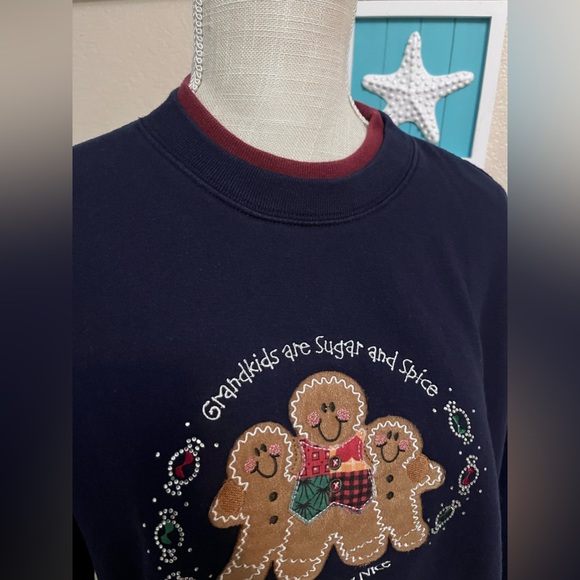 Vintage 90’s M&C Sportswear Christmas Gingerbread Grandkids Sweatshirt Medium - Picture 5 of 12